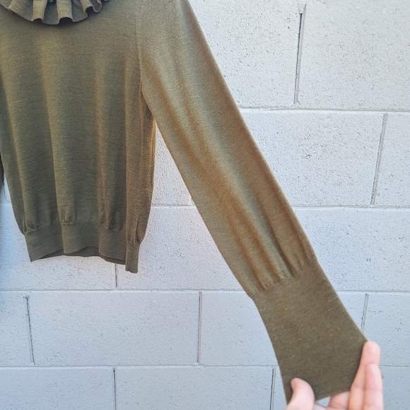 Ulla Johnson | Jean Ruffle Yoke Turtleneck in Willow Size Large - Picture 9 of 14